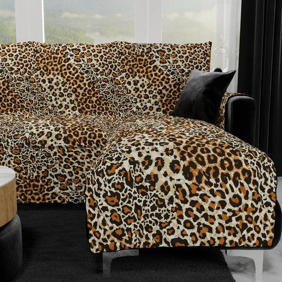 PETTI Copridivano Angolare, Copridivano con Penisola in Stampa Digitale, Animalier Maculato Duty-free
