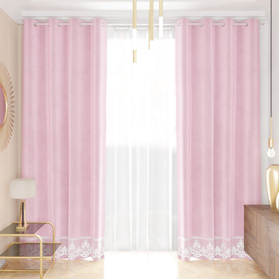 PETTI Tenda a Pannello in Velluto per Interni con Anelli e Pizzo Rebrodè, 140x280 cm, Rosa by Sissy 2025