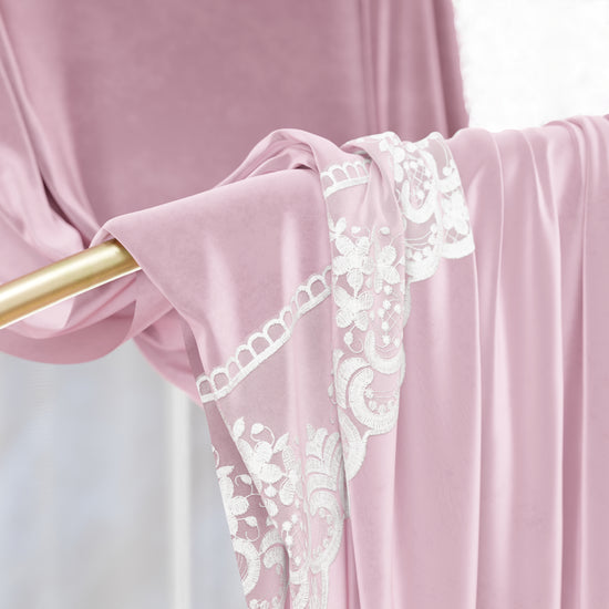 PETTI Tenda a Pannello in Velluto per Interni con Anelli e Pizzo Rebrodè, 140x280 cm, Rosa by Sissy 2025