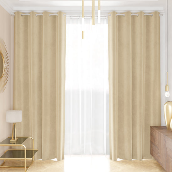PETTI Tenda a Pannello in Velluto per Interni con Anelli, 140x280 cm, Panna