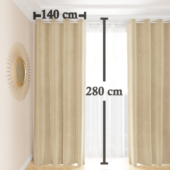PETTI Tenda a Pannello in Velluto per Interni con Anelli, 140x280 cm, Panna In Linea