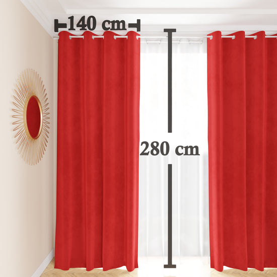 PETTI Tenda a Pannello in Velluto per Interni con Anelli, 140x280 cm, Rosso Qualità