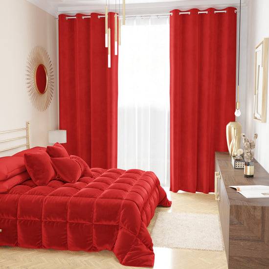 PETTI Tenda a Pannello in Velluto per Interni con Anelli, 140x280 cm, Rosso Qualità