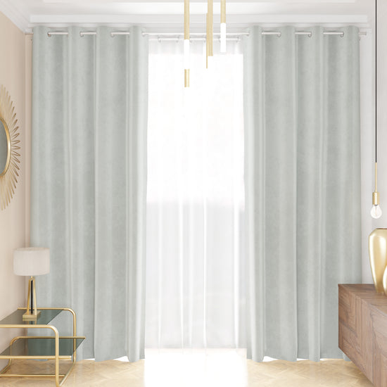 PETTI Tenda a Pannello in Velluto per Interni con Anelli, 140x280 cm, Grigio Chiaro Promozione