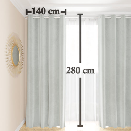 PETTI Tenda a Pannello in Velluto per Interni con Anelli, 140x280 cm, Grigio Chiaro Promozione