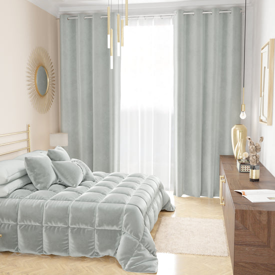 PETTI Tenda a Pannello in Velluto per Interni con Anelli, 140x280 cm, Grigio Chiaro Promozione