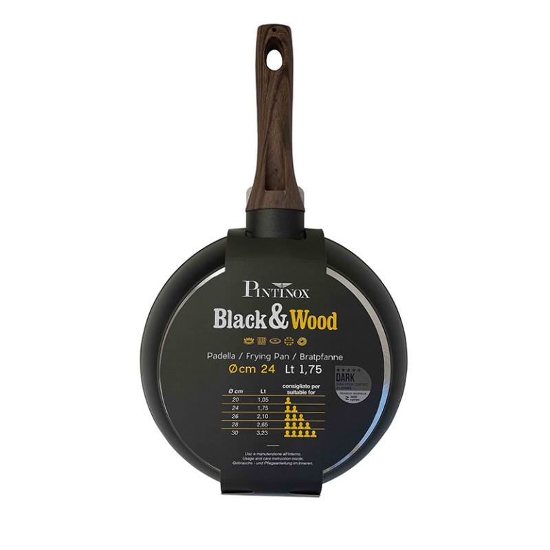 Pintinox Black&Wood» Padelle in alluminio con rivestimento antiaderente Saldi Di Fabbrica
