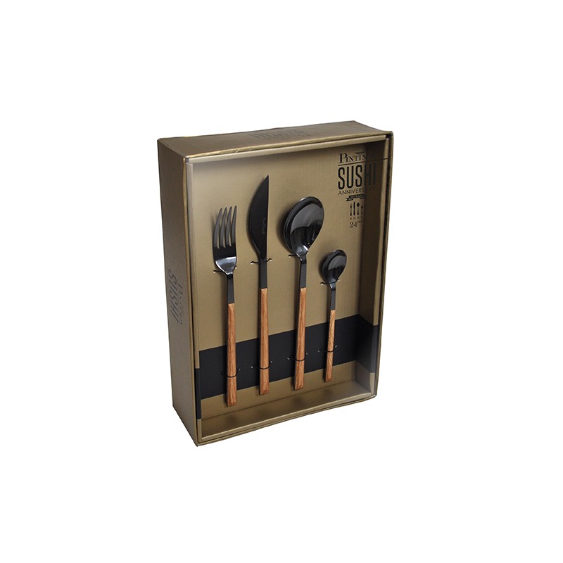 Pintinox Sushi Anniversary Black&Wenge » set 24 posate da tavola in acciaio Offerta migliore