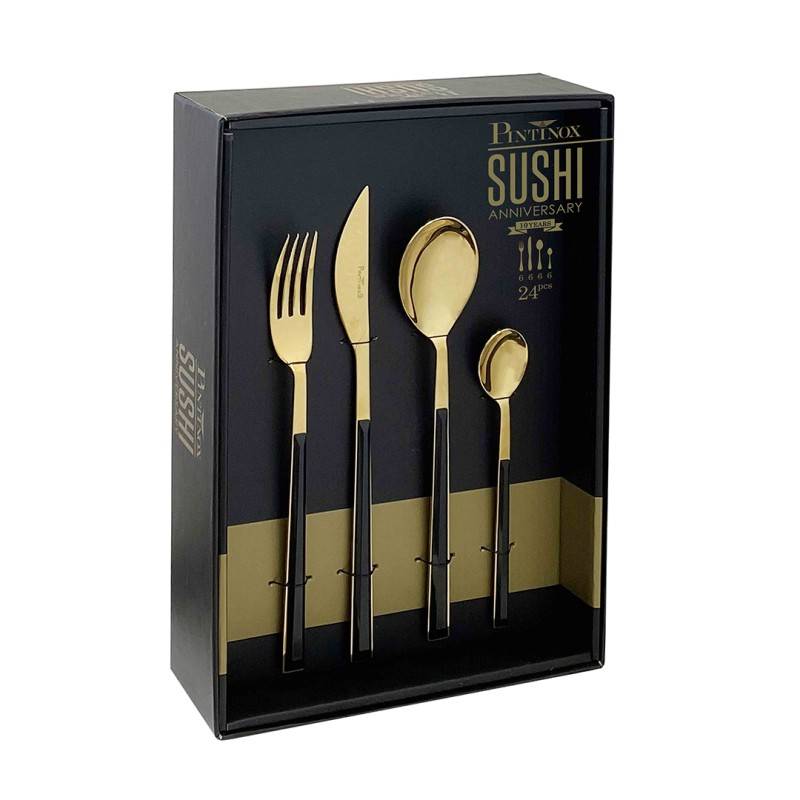 Pintinox Sushi Anniversary Gold&Black » set 24 posate da tavola in acciaio Latest fashion