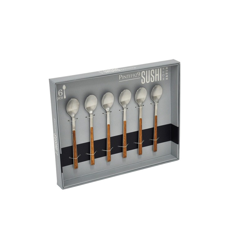 Pintinox Sushi Moka » Cucchiaini satinato con manico mogano Bestseller