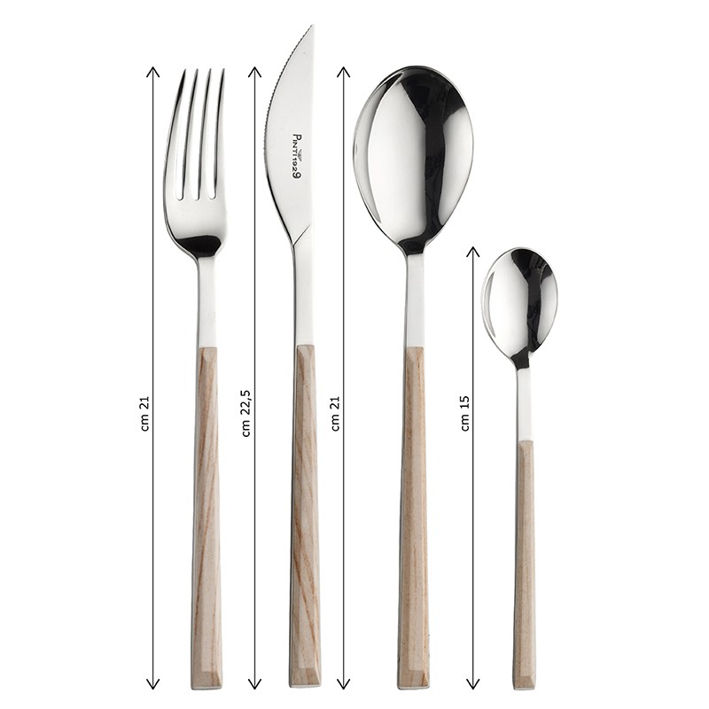 Pintinox Sushi Queen » Set 24 posate da tavola in acciaio lucido con manico betulla Offerte speciali