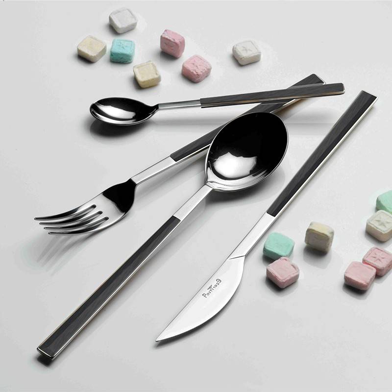 Pintinox Sushi Queen » Set 24 posate da tavola in acciaio lucido con manico ebano Enormi risparmi