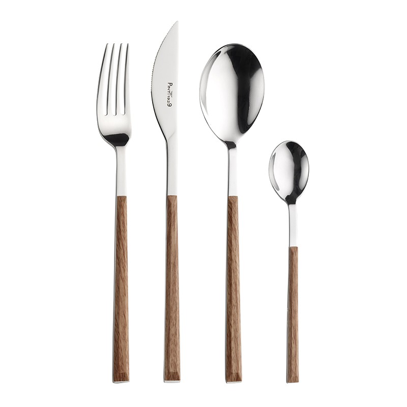 Pintinox Sushi Queen » set 24 posate da tavola in acciaio lucido con manico teak Prezzo basso
