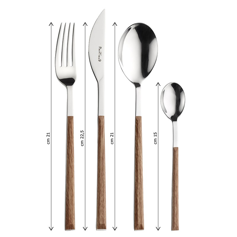 Pintinox Sushi Queen » set 24 posate da tavola in acciaio lucido con manico teak Prezzo basso