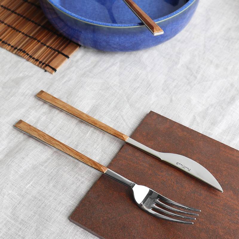 Pintinox Sushi Queen » set 24 posate da tavola in acciaio lucido con manico teak Prezzo basso