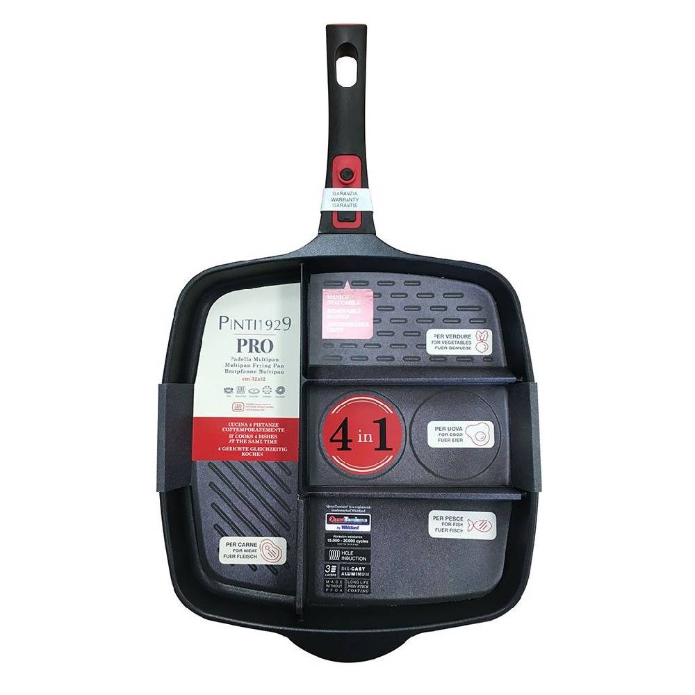 Pintinox PRO » Multipan con manico staccabile 32x32 cm in alluminio con rivestimento interno antiaderente Enormi sconti