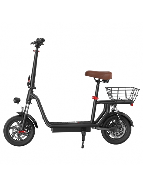 iScooter i12 Monopattino elettrico con sedile e cestino posteriore motore da 500W batteria da 36V 7 5Ah pneumatico da 12" Offerta speciale