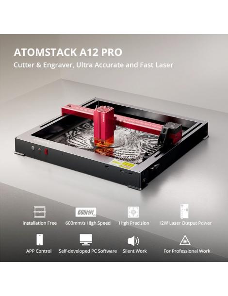 ATOMSTACK A12 PRO 12W Taglierina per incisione laser messa a fuoco fissa precisione di incisione 0 02 mm Negozi Online