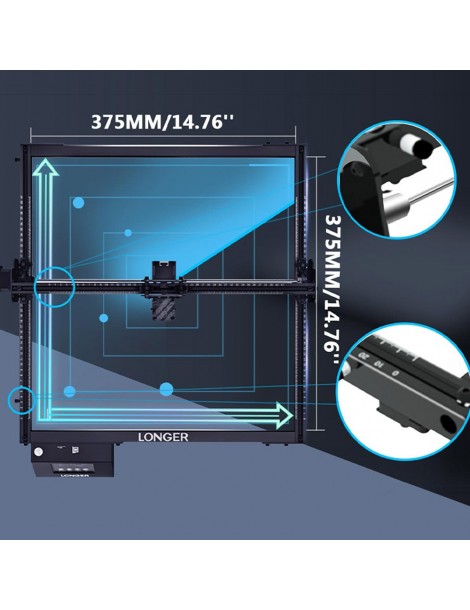 LONGER RAY5 20W Incisore laser spot laser 0 08*0 1 mm touchscreen a colori chipset 32 bit connessione APP 375*375 mm Presa