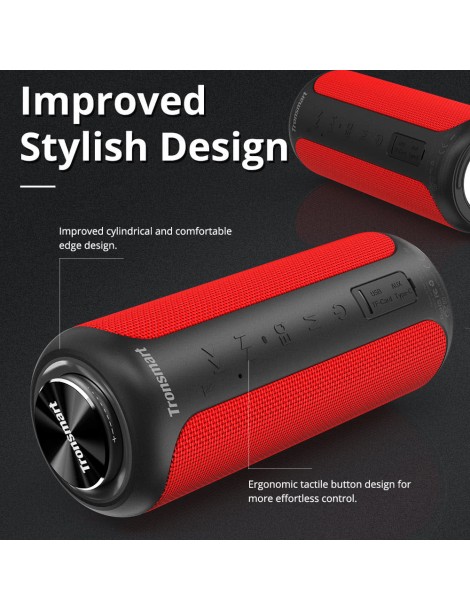 Tronsmart T6 Plus Edizione aggiornata Altoparlante portatile Bluetooth 5.0 con potenza fino a 40W Suono a 360° IPX6 NFC - Rosso Negozio