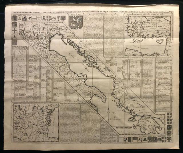 Abebooks Carte de geographie des differents etats de la Republique de Venise l'abregé de son gouvernement politiqueb et ecclesiastique et les etats où elle a porté la gloire de ses armes
