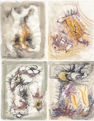 Abebooks Gouache e penna con graffi Insieme di 4 opere Soddisfazione Garantita