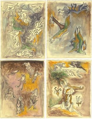 Abebooks Gouache e penna Insieme di 4 opere Consegna Veloce