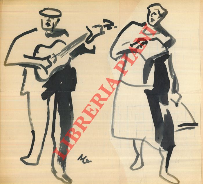 Abebooks In piazza : cantastorie con chitarra e compagna con fogli volanti