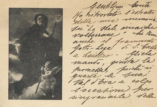 Abebooks Breve lettera manoscritta autografa firmata non datata: Gentilissimo conte ho ritrovato l'estratto della mia memoria su "Le stele arcaiche volterrane" che tocca anche il frammanto Gotti-Lega di S. Carlo a Laiatico - Gli Offerta San Valentino
