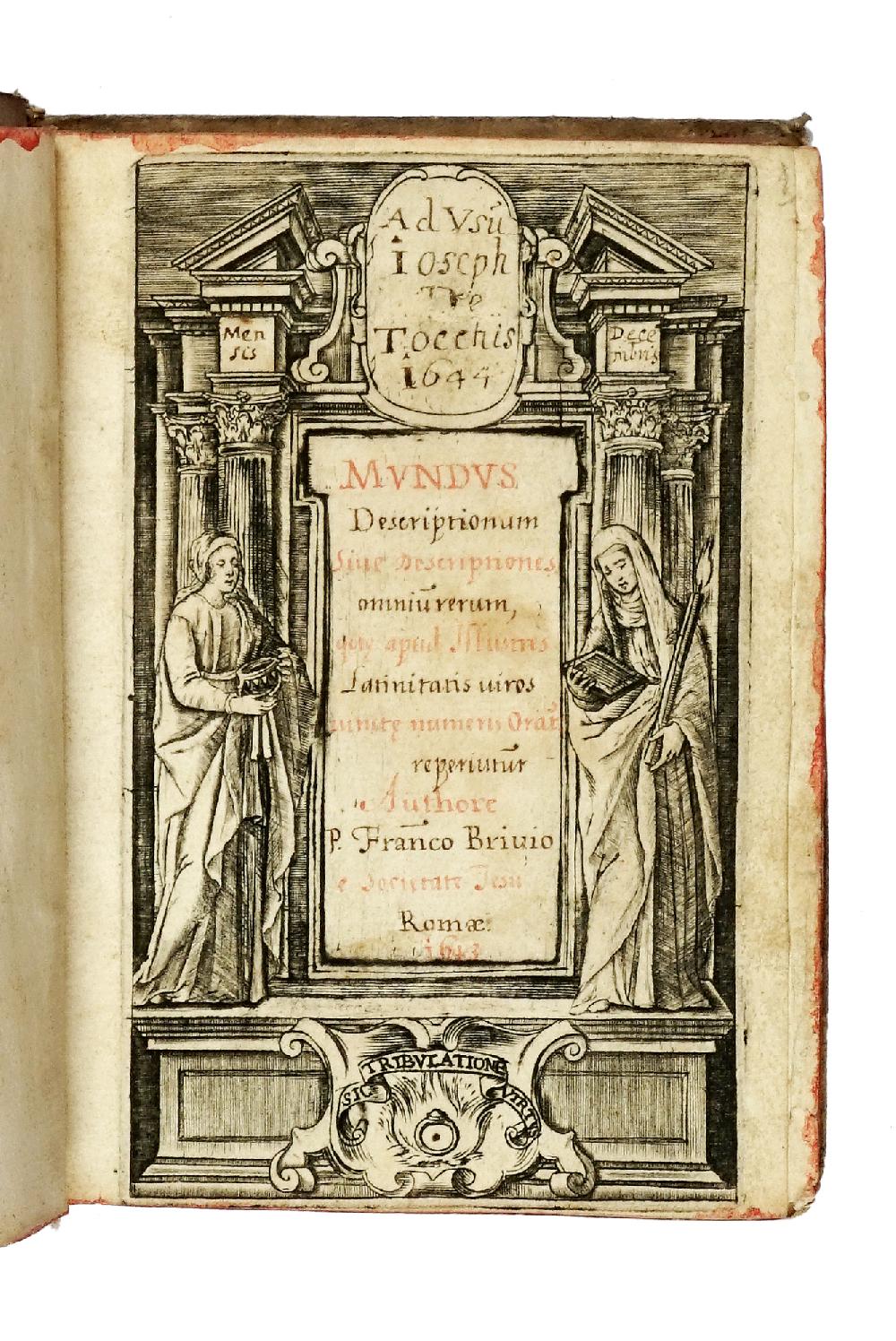 Abebooks Mundus Descriptionum sive descriptiones omnium rerum que apud illustres latinitatis viros iuncta numeris orationis reperintur. Actore P. Francesco Brivio e Societatis Jesus. Romae 1643. (Segue:) Index copiosissimus omni Spedizione Gratuita