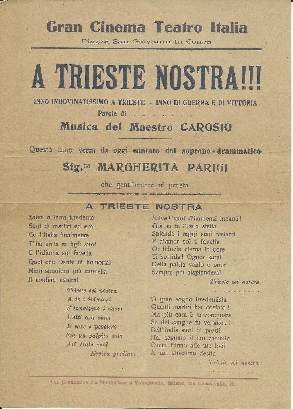 Abebooks Raro volantino A Trieste nostra Inno di guerra e di vittoria 1918 (?) Saldi