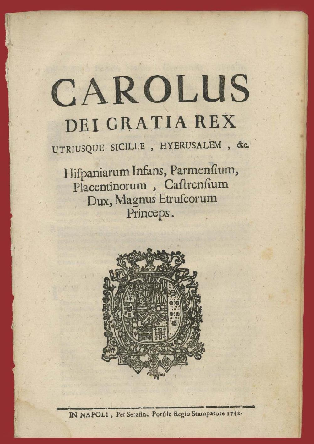 Abebooks Carolus Dei Gratia Rex Editto Baronaggio Regia Dogana Foggia Nuovo
