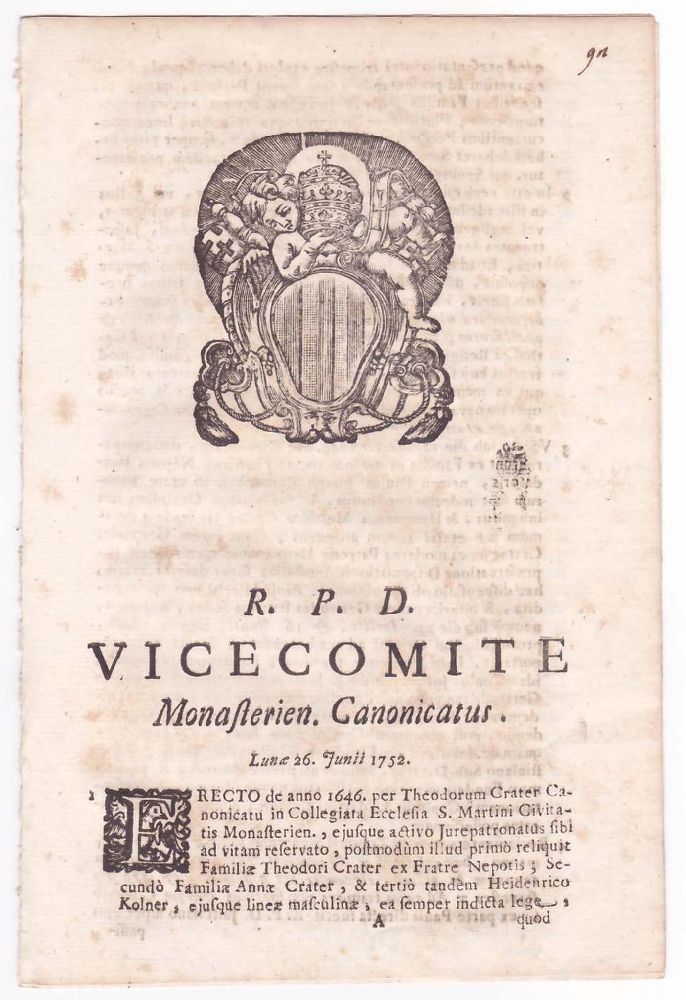 Abebooks R.P.D. Vicecomite Monasterien Canonicatus Acquista Ora